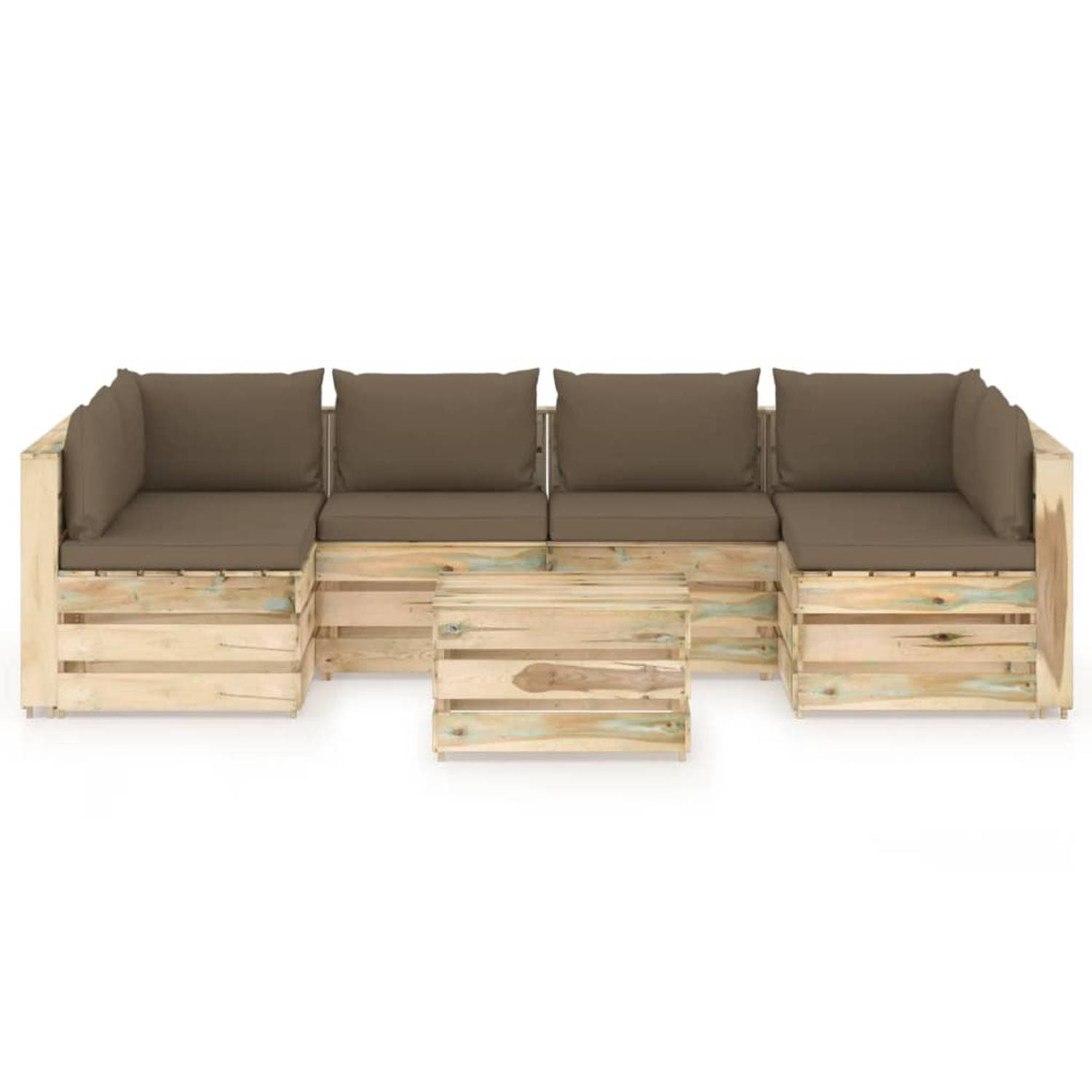 The Living Store Pallet Lounge Set - Grenenhout - Taupe - 69x70x66 cm - Modulair design