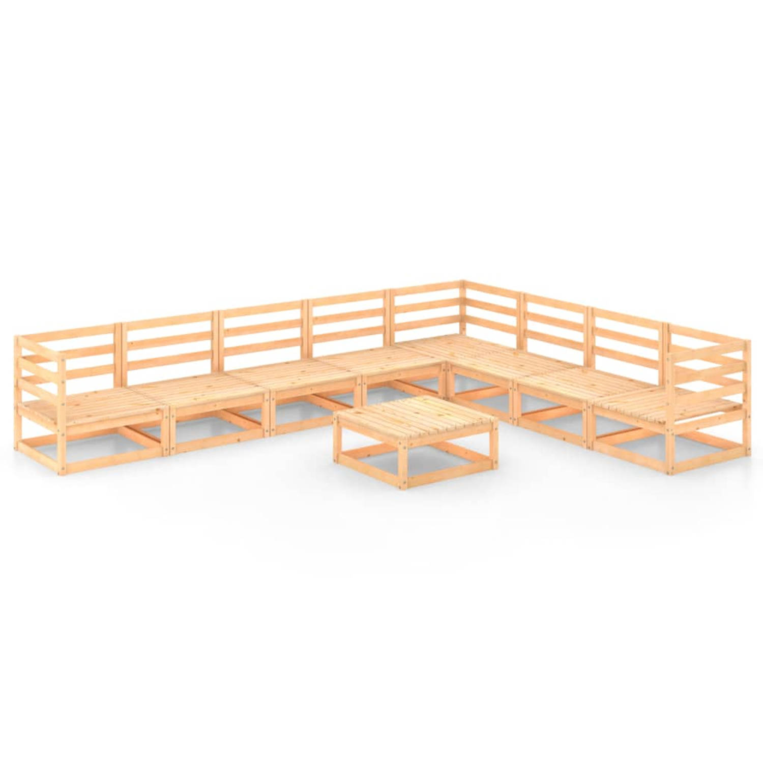 The Living Store tuinset Grenen - Hoekbank 70x70x67cm - Middenbank 70x70x67cm - Tafel 70x70x30cm