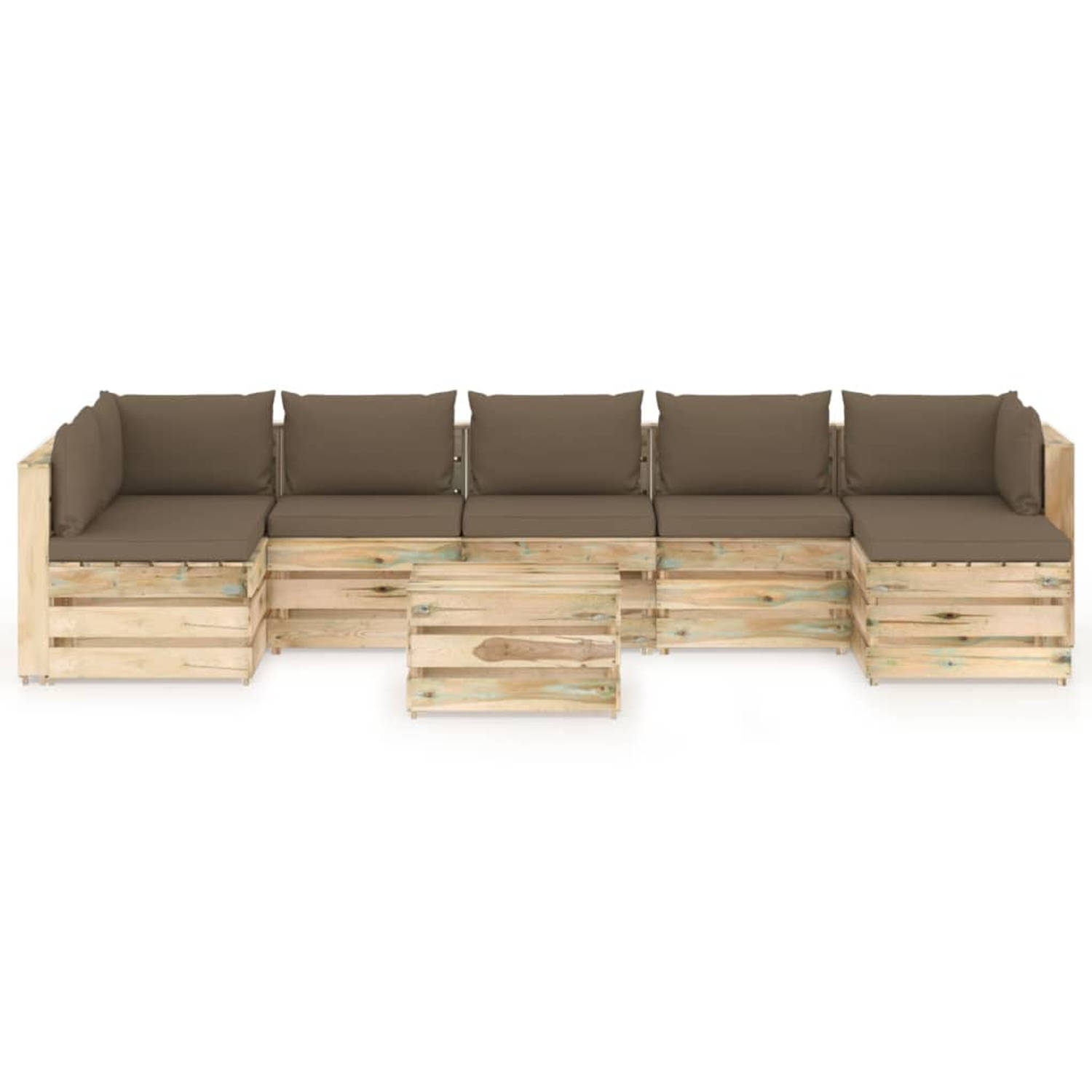 The Living Store Pallet Loungeset - Grenenhout - 69x70x66 cm - Taupe