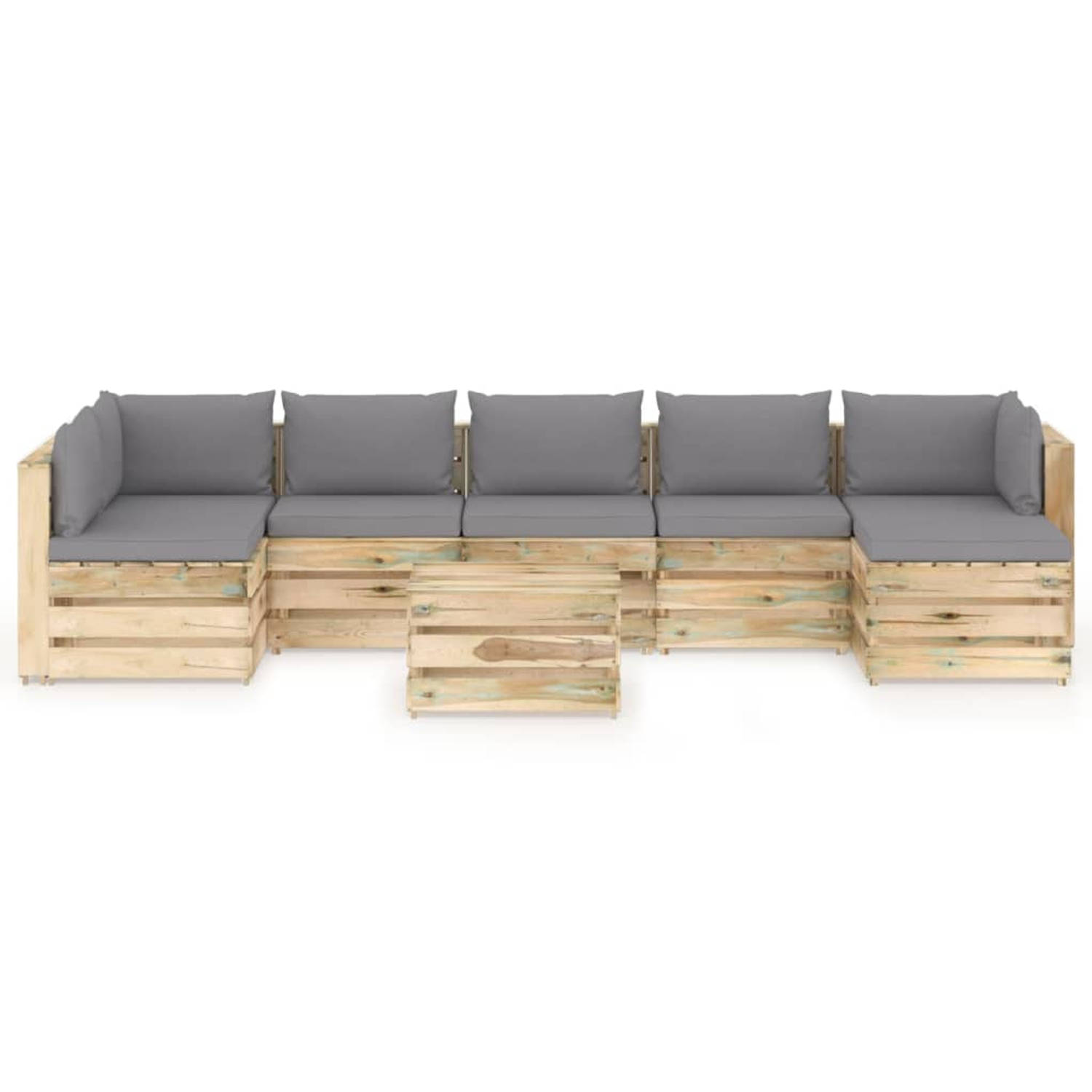The Living Store Pallet Loungeset - Grenenhout - 8-delig