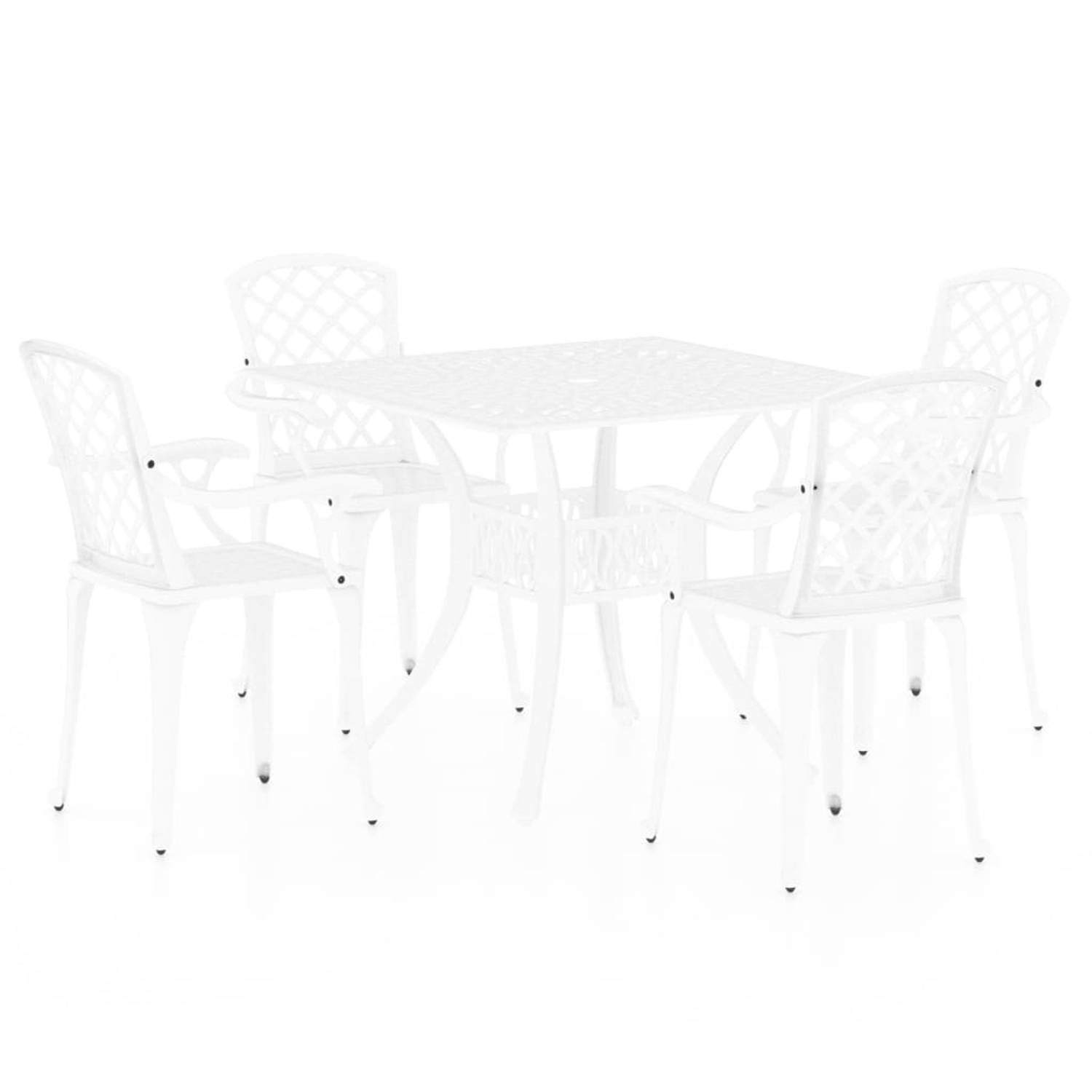 The Living Store 5-delige Bistroset gietaluminium wit - Tuinset