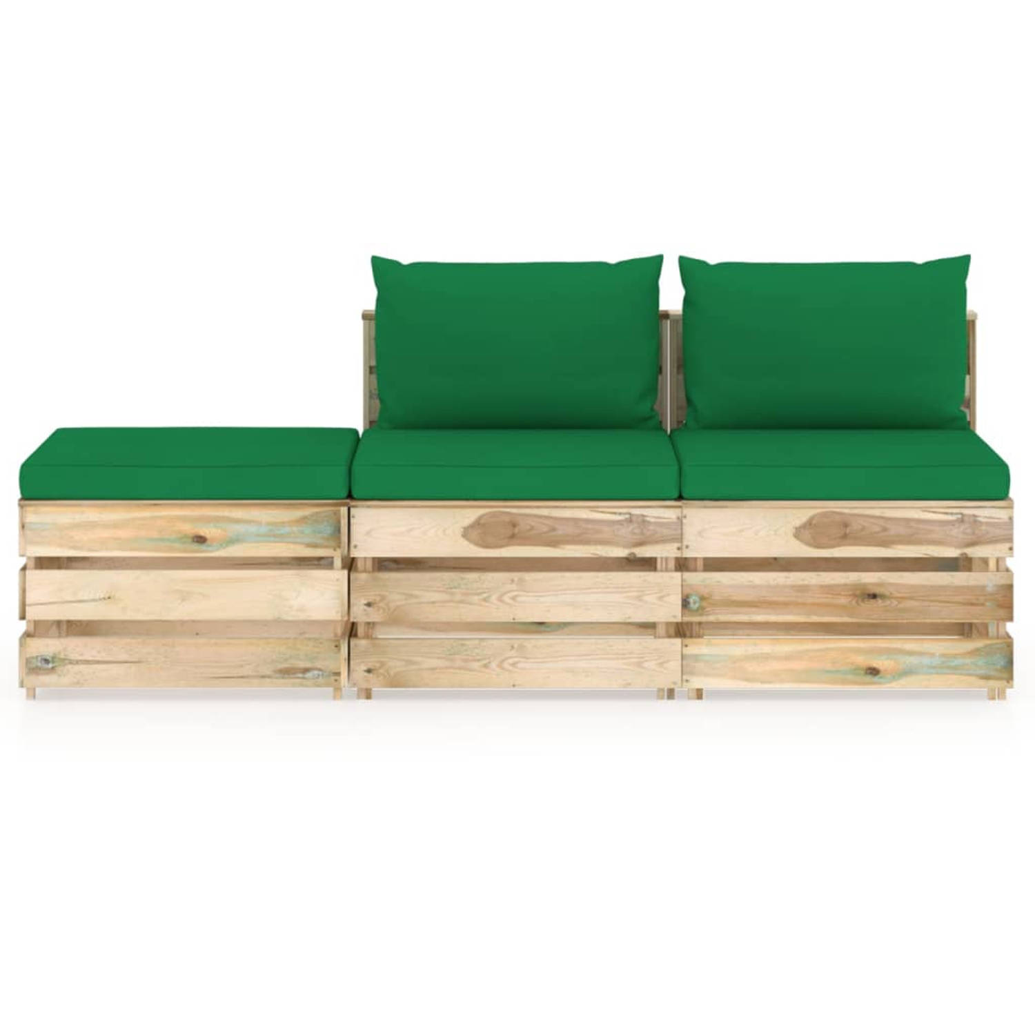 The Living Store Pallet loungeset - 60 x 70 x 66 cm - groen - grenenhout