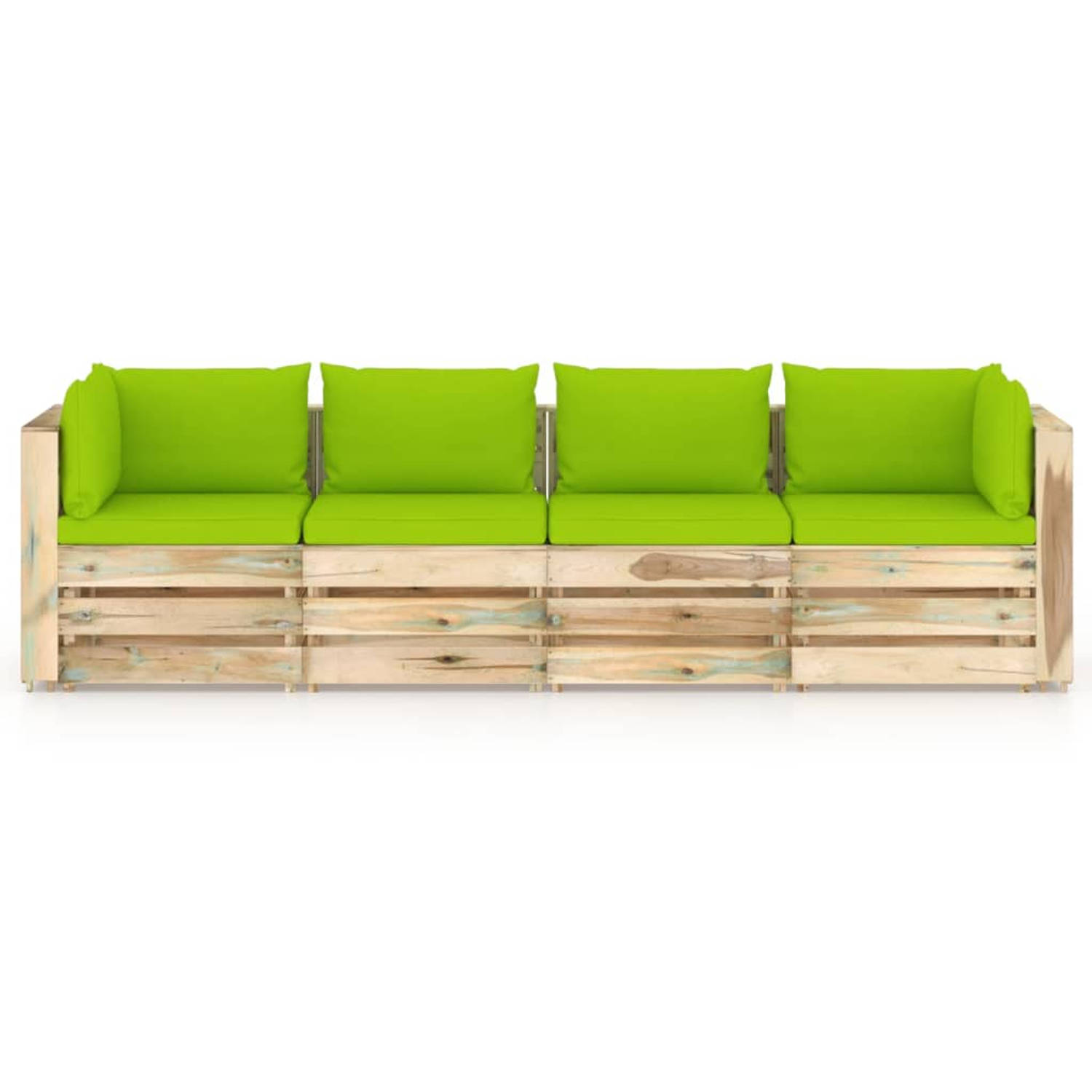 The Living Store Palletbank - hoekbank 69x70x66 cm - grenenhout - groen geïmpregneerd