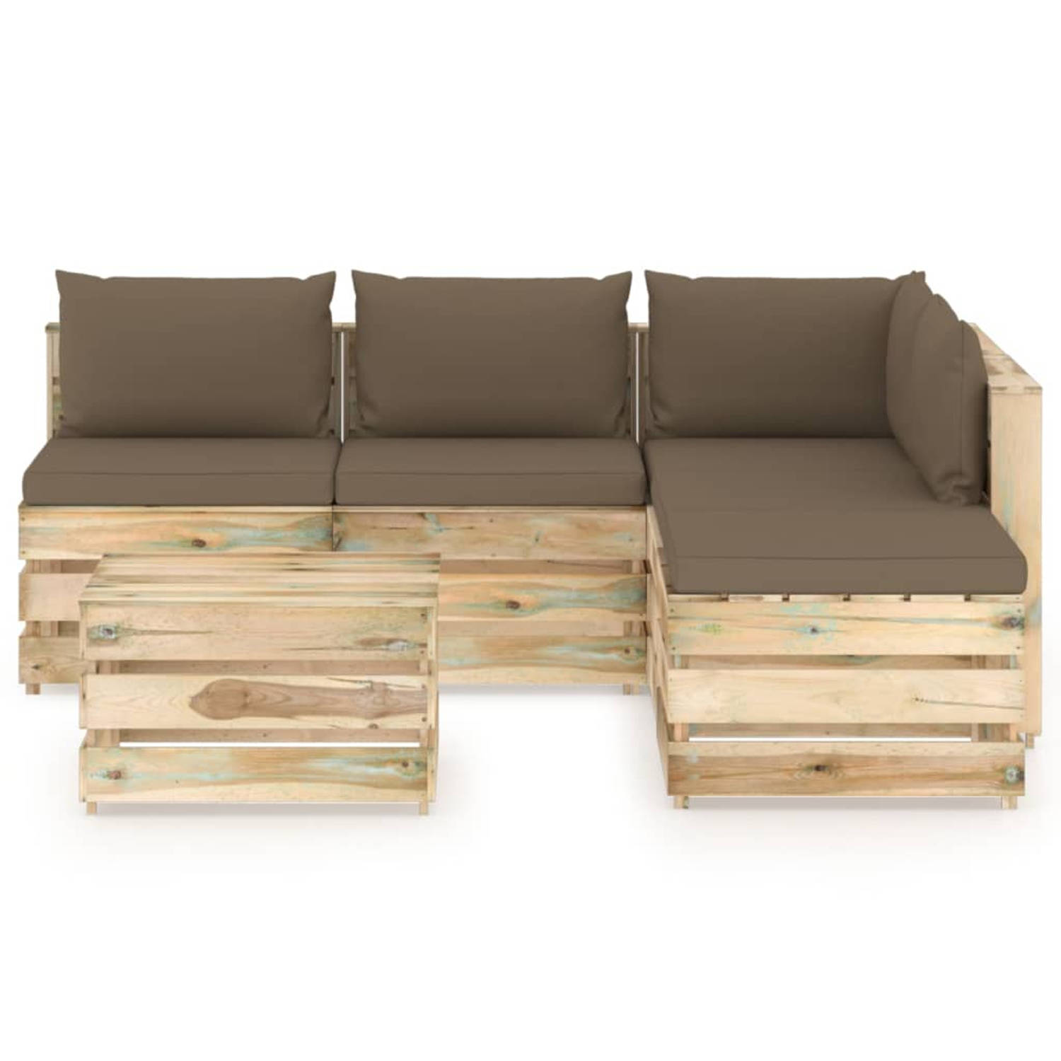 The Living Store Pallet Loungeset - Tuinmeubelen - 69x70x66 cm - Grenenhout