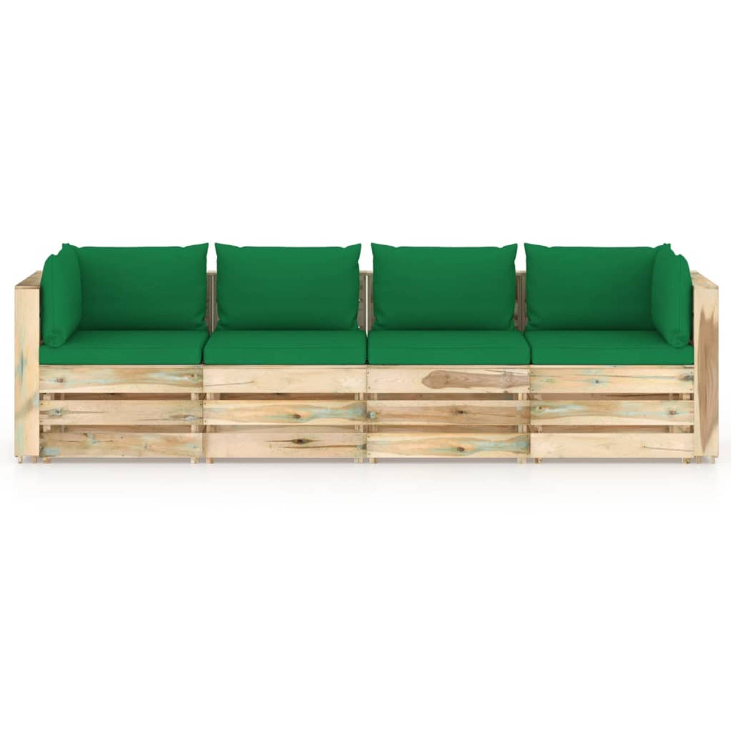 The Living Store Palletbank - Grenenhout - Groen - 69 x 70 x 66 cm - Duurzaam en weerbestendig