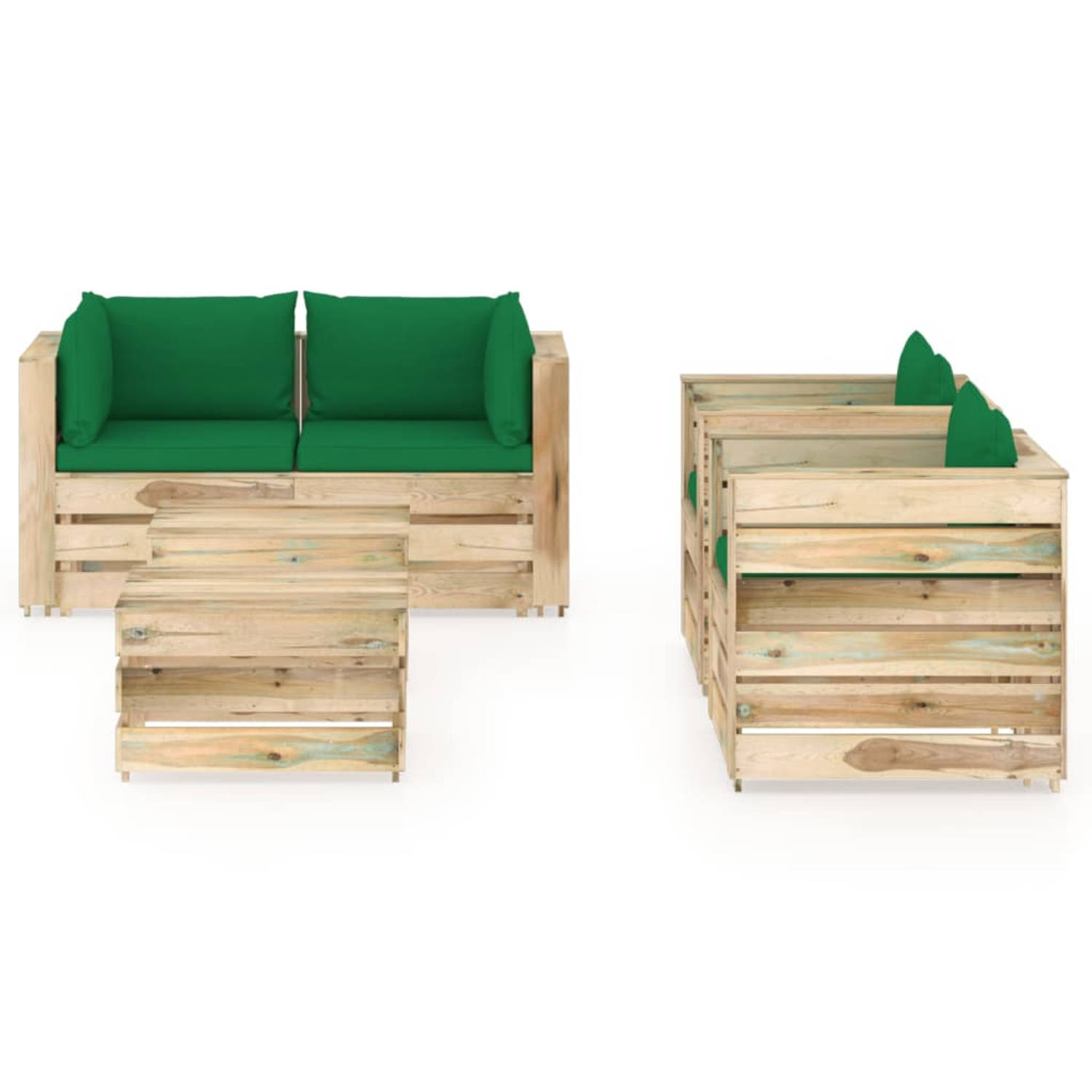 The Living Store Pallet loungeset - Tuinmeubelset - 69 x 70 x 66 cm - Grenenhout