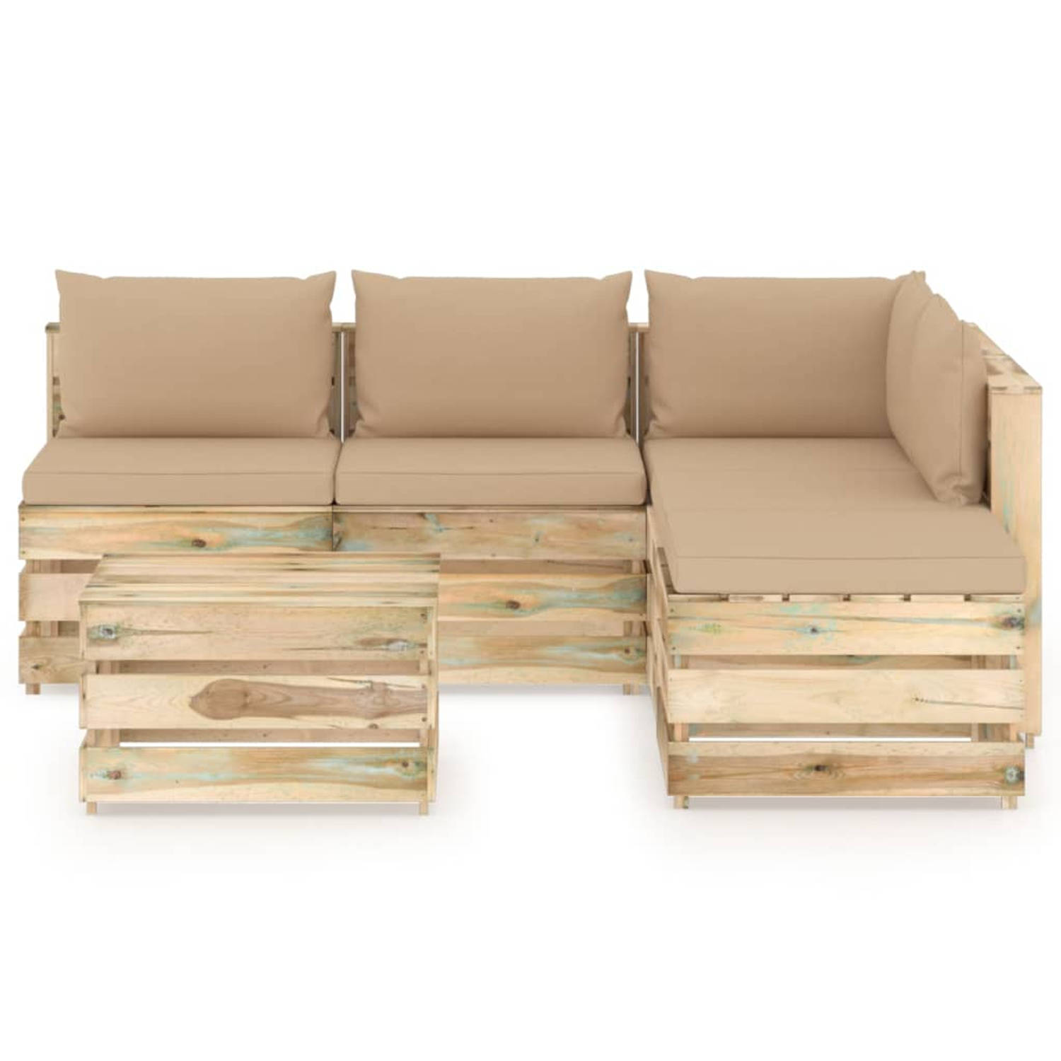 The Living Store Loungeset - Pallet - Tuinmeubelen - 69x70x66 cm - Grenenhout