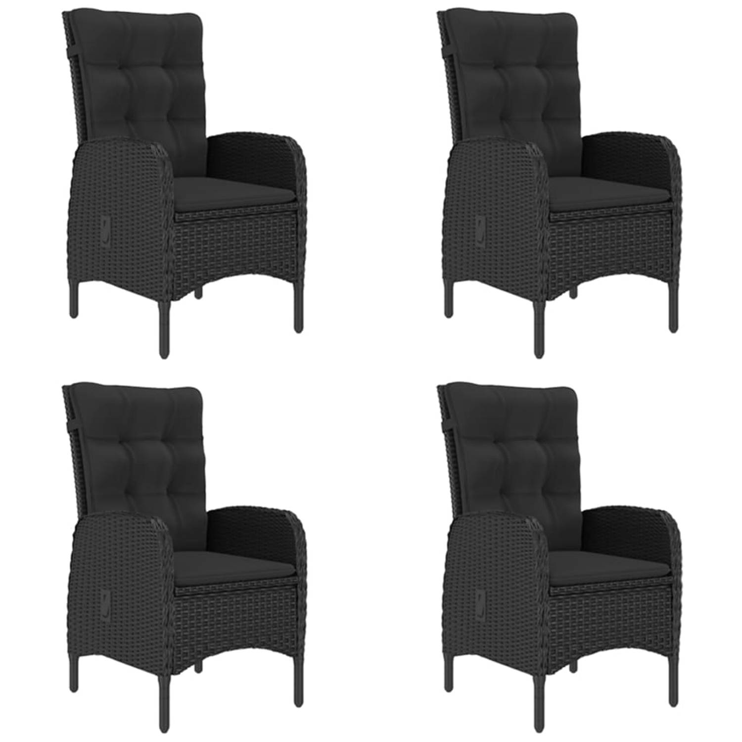 The Living Store tuinset - acaciahouten tafel 150x90x75cm - zwarte poly rattan stoelen 58x63x108cm