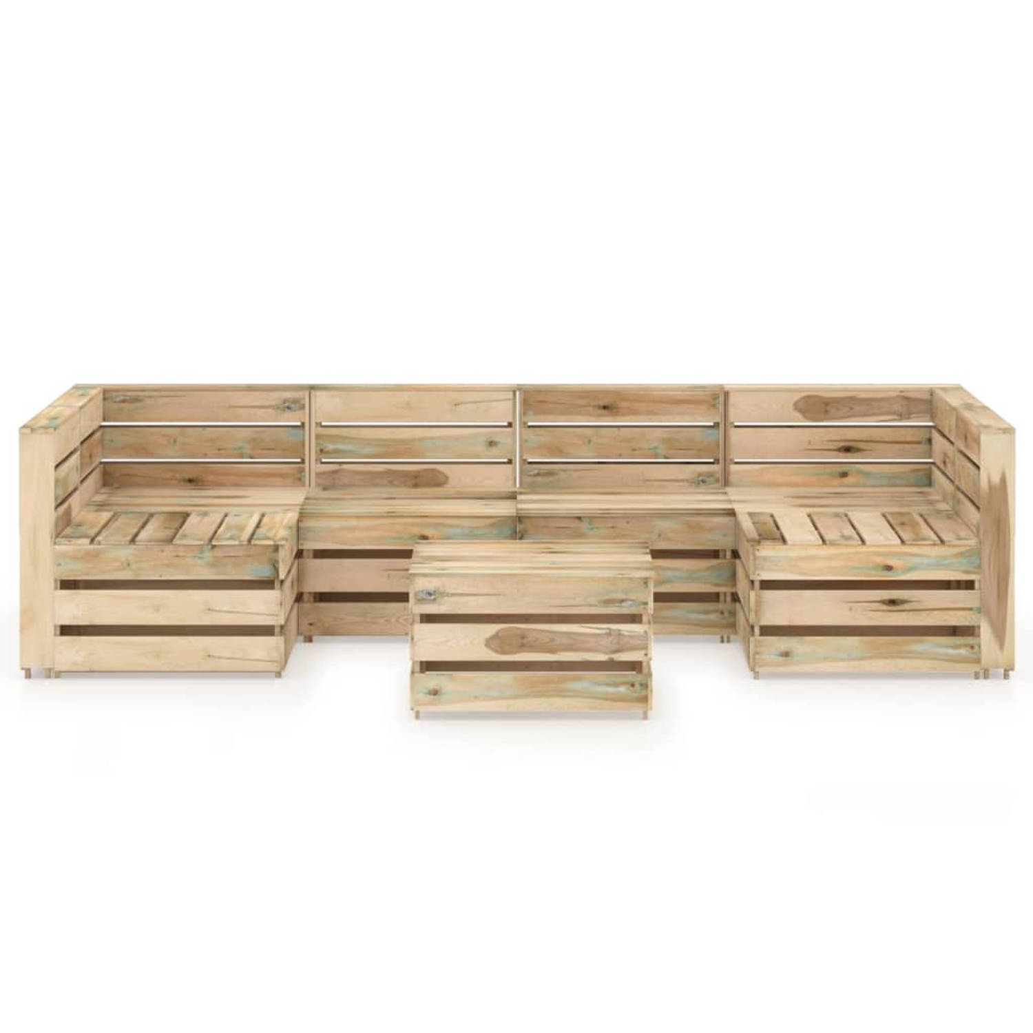 The Living Store Pallet Loungeset - Grenenhout - Hoekbank- 69 x 70 x 66 cm - Middenbank- 60 x 70 x 66 cm - Tafel/voetenbank- 60 x 62 x 37 cm