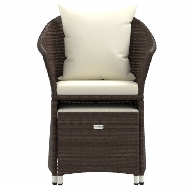 vidaXL 2-delige Loungeset met kussens poly rattan bruin