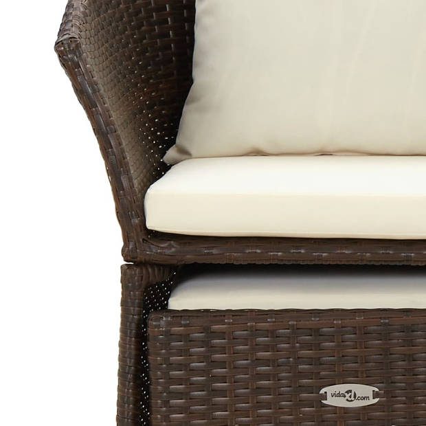 vidaXL 2-delige Loungeset met kussens poly rattan bruin