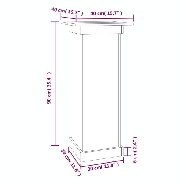 vidaXL Bloemenstandaard 40x40x90 cm massief grenenhout