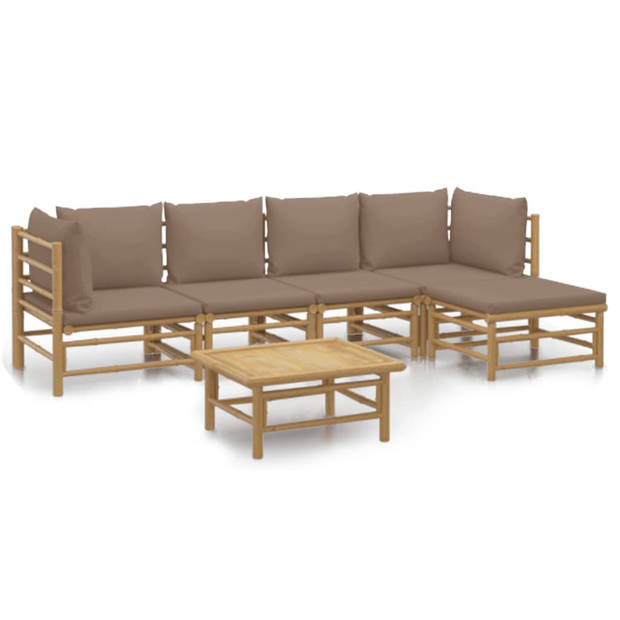 The Living Store Bamboe Tuinset - The Living Store Lounge - Tuinmeubelen - 55x65 cm - Modulair