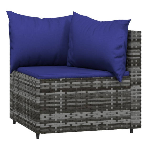 vidaXL 4-delige Loungeset met kussens poly rattan grijs