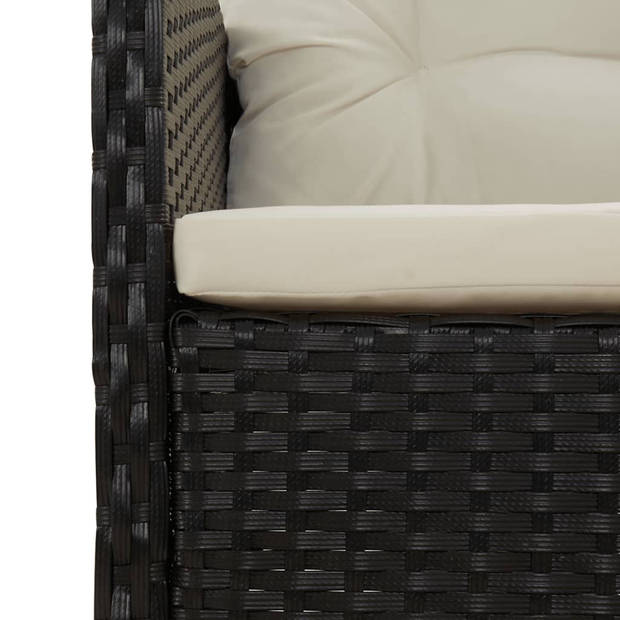 vidaXL 5-delige Loungeset met kussens poly rattan zwart