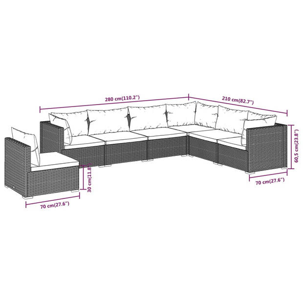 The Living Store Loungeset - Tuinmeubelen grijs - Hoekbank - 70x70x60.5cm - Stevig frame