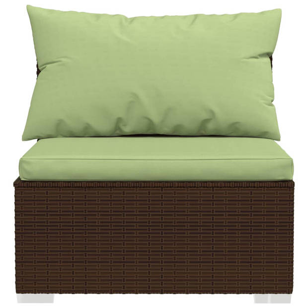 vidaXL 4-delige Loungeset met kussens poly rattan bruin