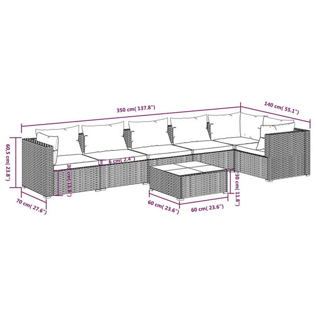 The Living Store Loungeset - Bruin - PE-rattan - Modulair ontwerp - Hoogwaardig materiaal