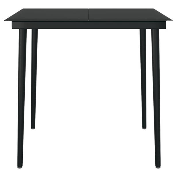 The Living Store Tuinset - Grijs/Zwart PE-rattan - Gepoedercoat staal - 80x80x74 cm tafel - 58x63x108 cm stoel