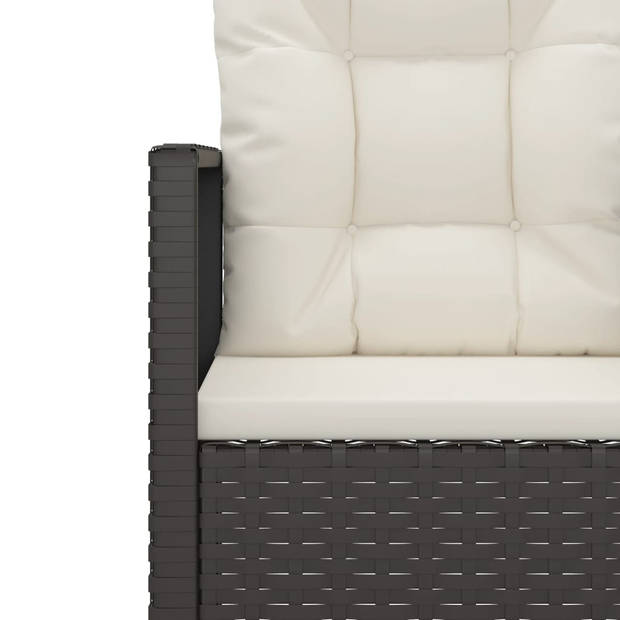 vidaXL 4-delige Loungeset met kussens poly rattan zwart