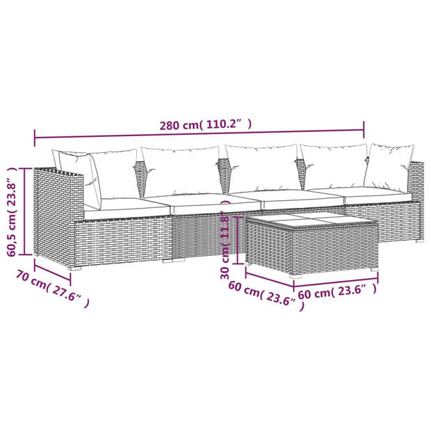 The Living Store Poly Rattan Tuinset - Modulair Design - Hoogwaardig Materiaal - Stevig Frame - Comfortabele Kussens
