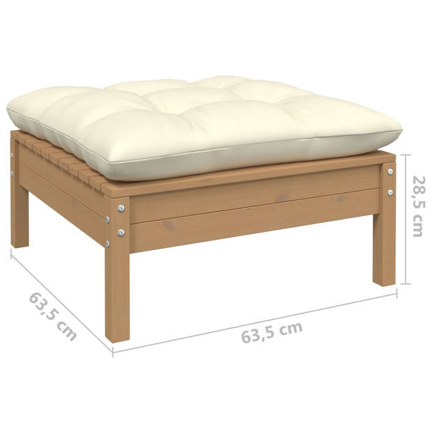 The Living Store Loungeset Grenenhout - Honingbruin - 63.5x63.5x62.5cm - Inclusief kussens