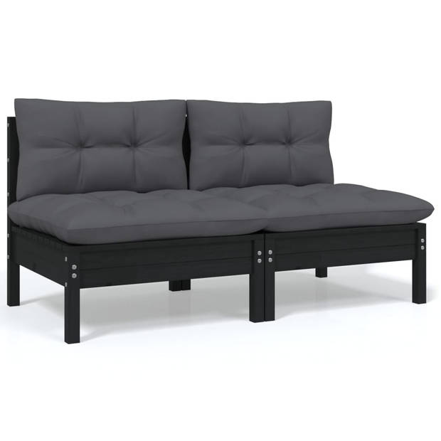 vidaXL 13-delige Loungeset met antracietkleurige kussens grenenhout