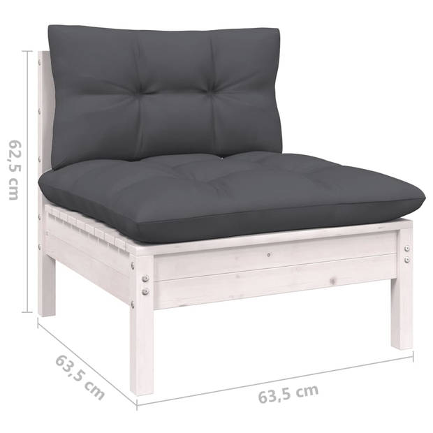 vidaXL 12-delige Loungeset met kussens massief grenenhout wit