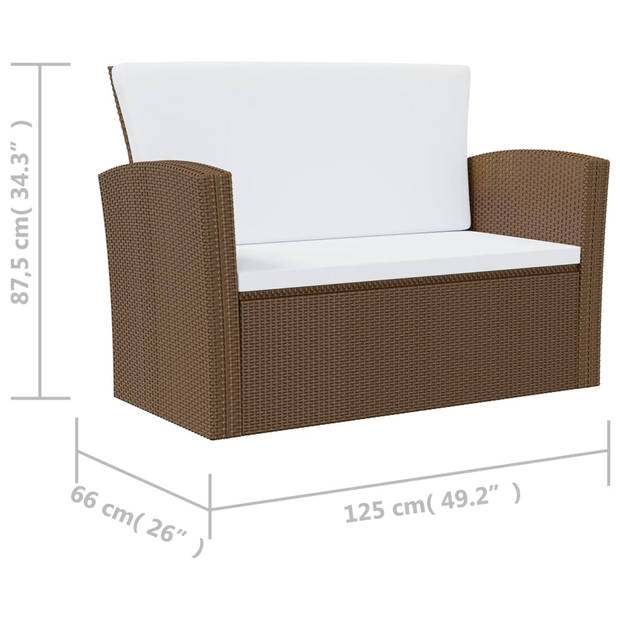 The Living Store Loungeset Poly Rattan - Bruin - Tuinmeubelen - 85 x 49.5 x 35 cm - Comfortabel en Stevig