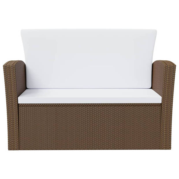 The Living Store Loungeset Poly Rattan - Bruin - Tuinmeubelen - 85 x 49.5 x 35 cm - Comfortabel en Stevig