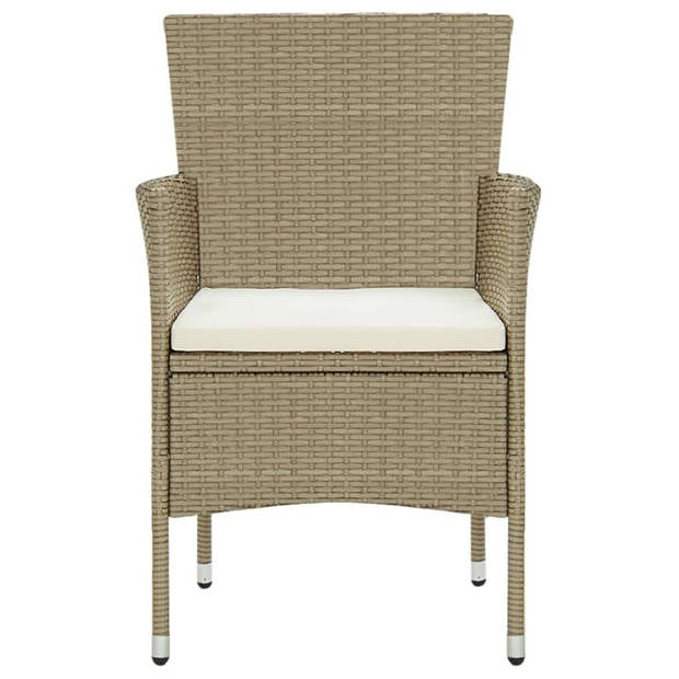 vidaXL 5-delige Tuinset met kussens poly rattan beige