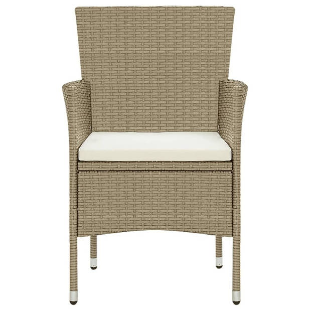 vidaXL 9-delige Tuinset met kussens poly rattan beige