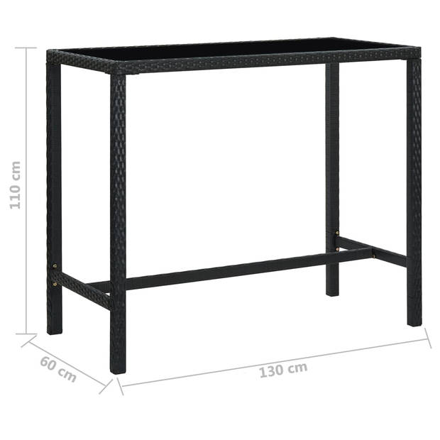 The Living Store Barset Deluxe - PE rattan - zwart - 130 x 60 x 110 cm - inclusief kussens