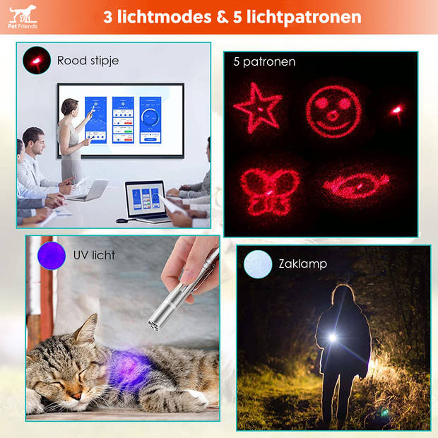 PetFriends Laserpen voor kat - USB oplaadbaar - Laserpointer - Laserlampje - Kattenspeeltjes