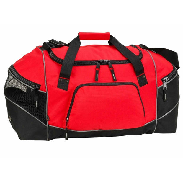 Reistas/weekendtas/sporttas model Daytona - 60 x 31 x 27 cm - 4 vakken - rood/zwart - Reistas (volwassen)