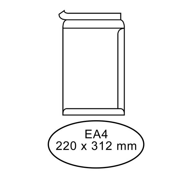 DULA EA4 Enveloppen - Akte envelop - 220 x 312 mm - 500 stuks - Wit - zelfklevend met plakstrip - 120 gram