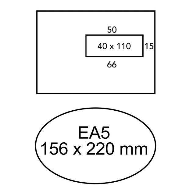DULA EA5 Enveloppen - Venster rechts -156 x 220 mm - 100 stuks - Wit - Zelfklevend met plakstrip - 80 gram