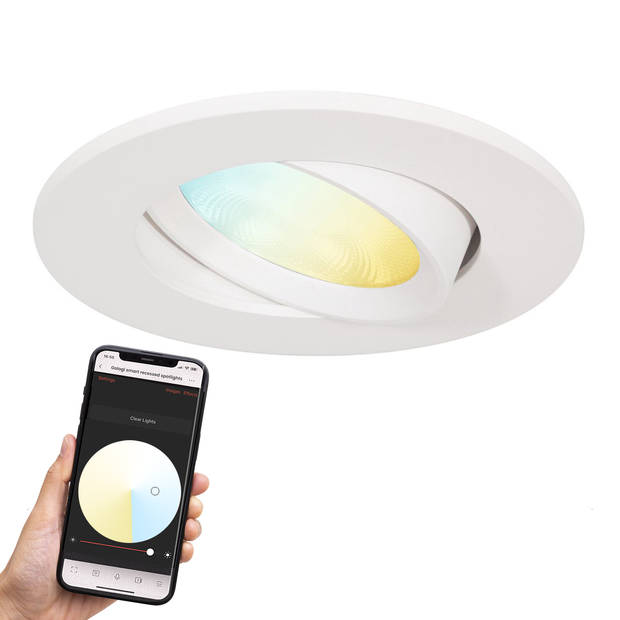 Gologi Slimme Inbouwspots - Smart LED Downlight Dimbaar - Kantelbaar - Warm Wit Licht - Gu10 LED Lamp - Wit