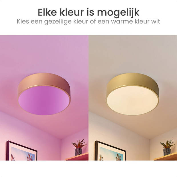 Gologi Slimme Plafondlamp Goud - Plafondlampen - LED RGB - Plafonnière - 30cm