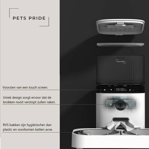 Pets Pride Automatische voerbak kat - Voerautomaat 5L - Voederbak met Full HD camera - App en audio