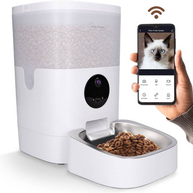Pets Pride Voerautomaat Pro – 4 Liter - Full HD camera – App en audio – Automatische Voerbak Kat - Katten en Honden