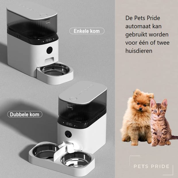 Pets Pride Automatische voerbak & Drinkfontein bundel – Waterfontein 3L – Voerautomaat 5L – Full HD camera en app