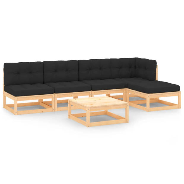 The Living Store Loungeset Grenenhout Tuinmeubelen - 70x70x67 cm - Antraciet