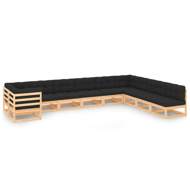 The Living Store Loungeset Pallet - Grenenhout - 70 x 70 x 67 cm - Antraciet