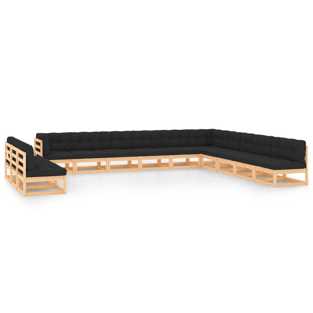 The Living Store Pallet loungeset - Grenenhout - 70x70x67cm - Antraciet