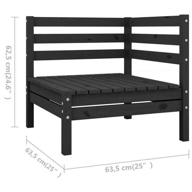 vidaXL 9-delige Loungeset massief grenenhout zwart