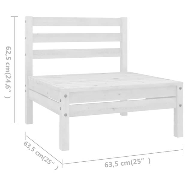 The Living Store - Tuinmeubelset - Hout - Wit - 63.5x63.5x62.5 cm - Modulair
