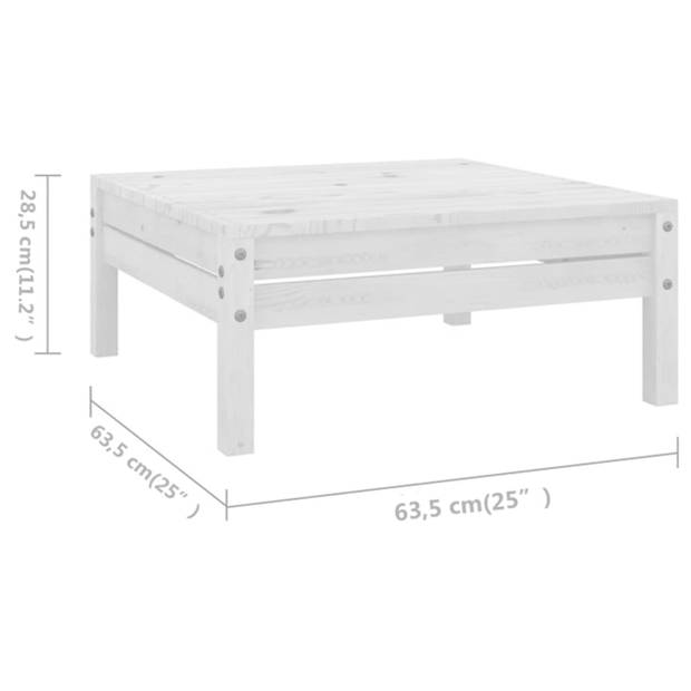 The Living Store Tuinset Grenenhout - Hoekbank x3 - Middenbank x3 - Voetenbank/Tafel - Wit - 63.5x63.5x62.5cm -