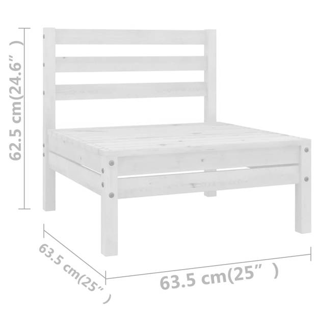 vidaXL 9-delige Loungeset massief grenenhout wit