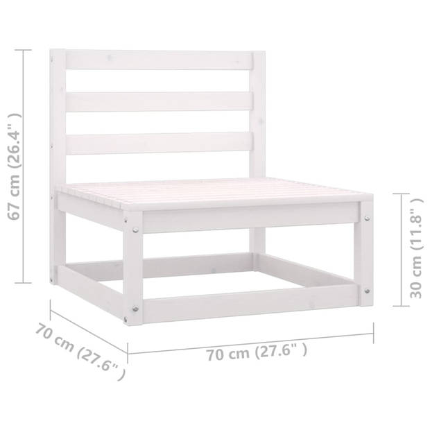 The Living Store Tuinset Grenenhout - Lounge - 70x70x67 cm - Wit - Antraciet